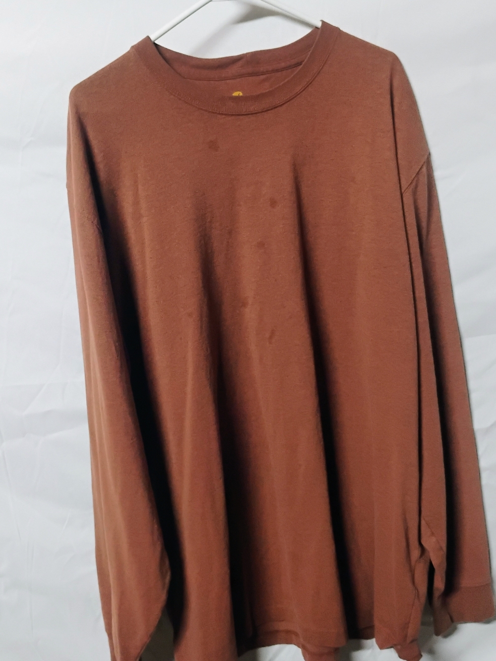Carhartt Men's Long-Sleeve Crewneck Shirt in Rust Brown